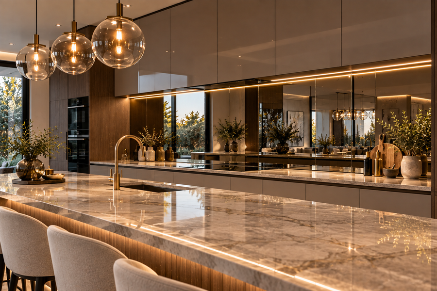 Bevelled dining top